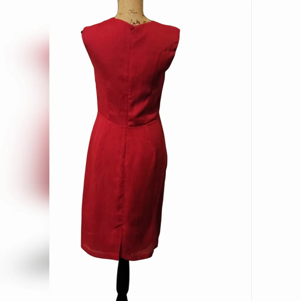 The Limited Chiffon A-line Ruched Sleeveless Slit Midi Dress